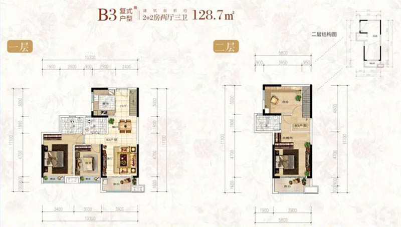 B3户型2+2复式