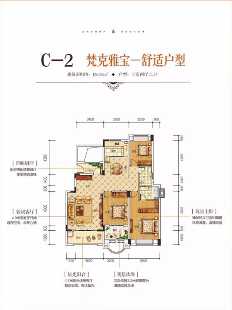 岳阳宝德东堤湾1号C-2户型